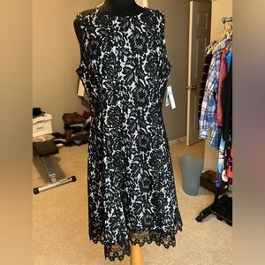 NWT: Donna Ricco black lace sleeveless dress, size 14